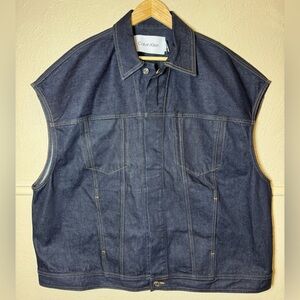 Calvin Klein Men's Denim Trucker Vest Extremely Oversized Size Medium XXL Fit